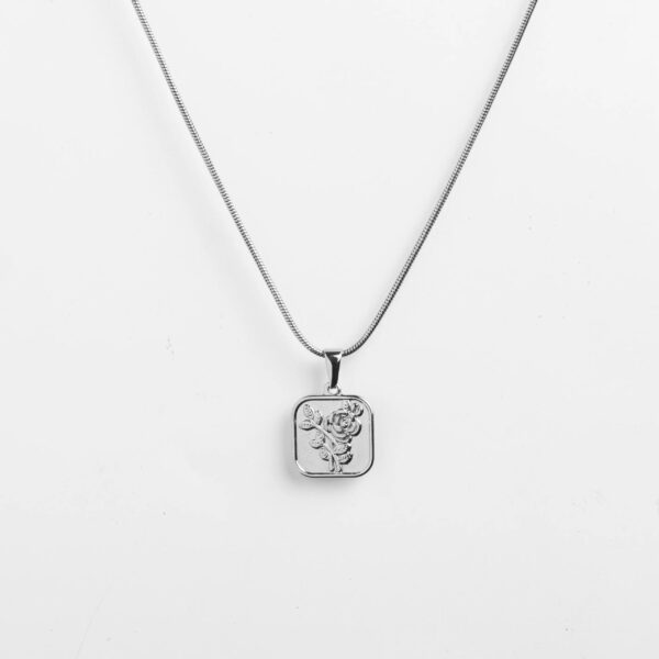 Crafted rose silver pendant