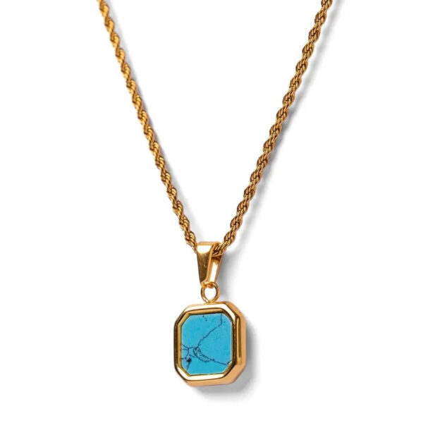 Onyx turquoise gold pendant